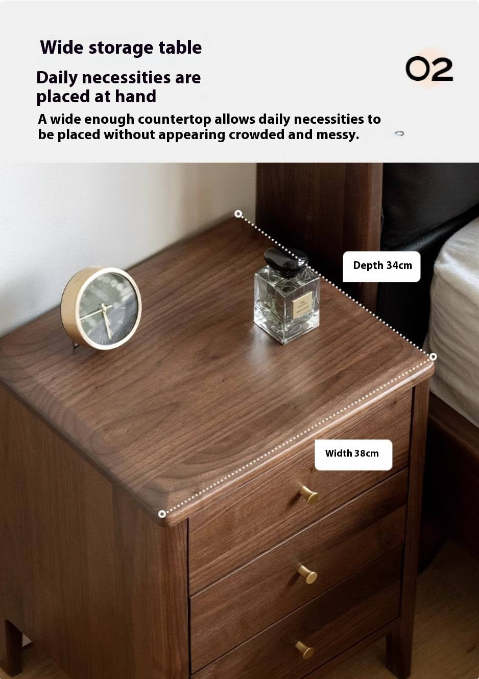 Black Walnut Solid Wood Nordic Style Nightstand