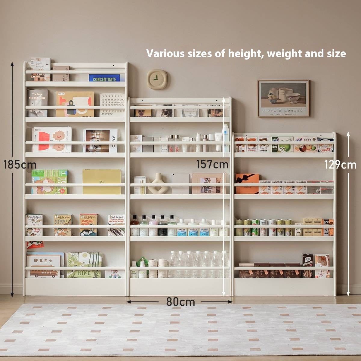 Rubberwood Solid Wood Cream Style Bookshelf