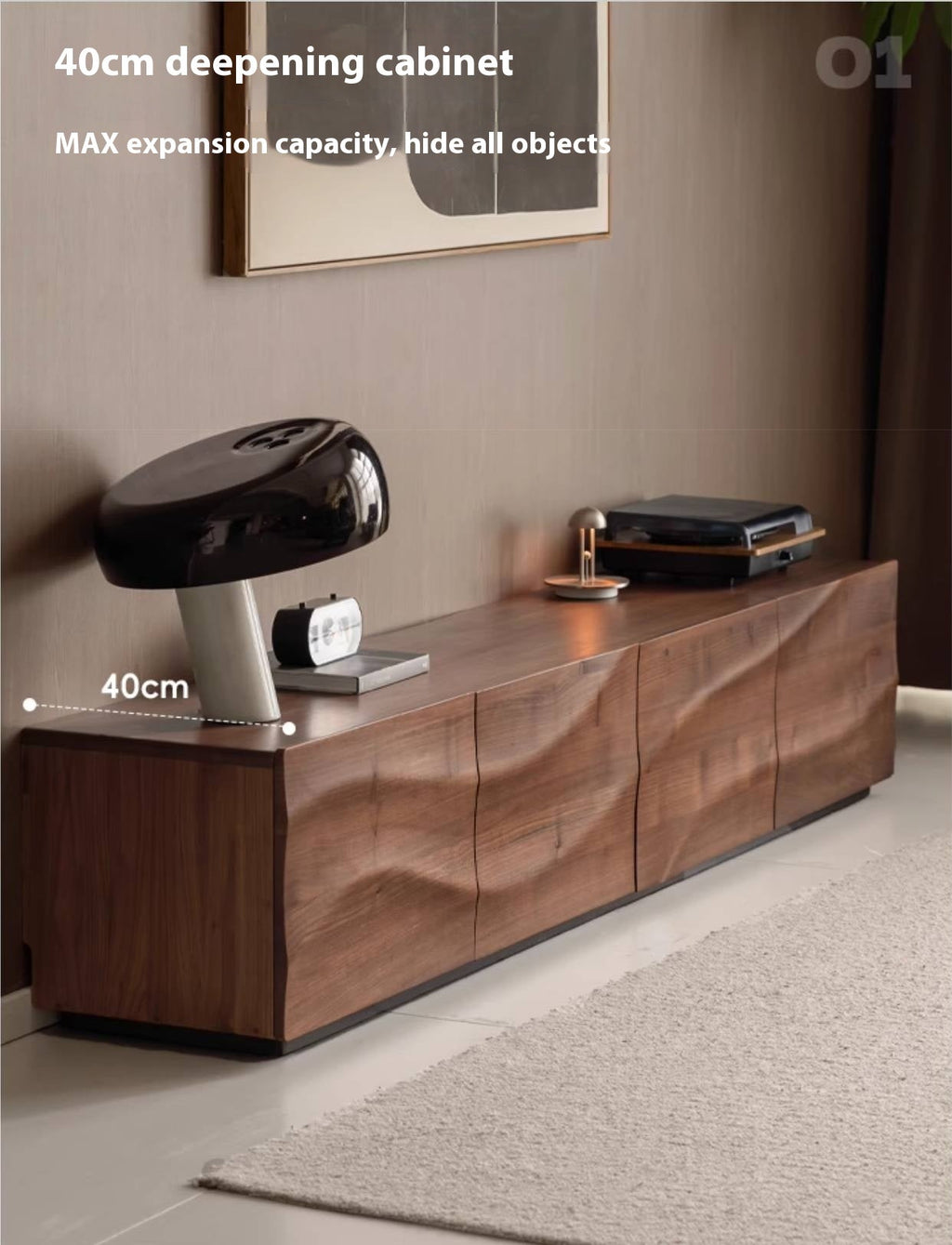 Black Walnut, Sandal Solid Wood Italian Light Luxury Style TV Stand