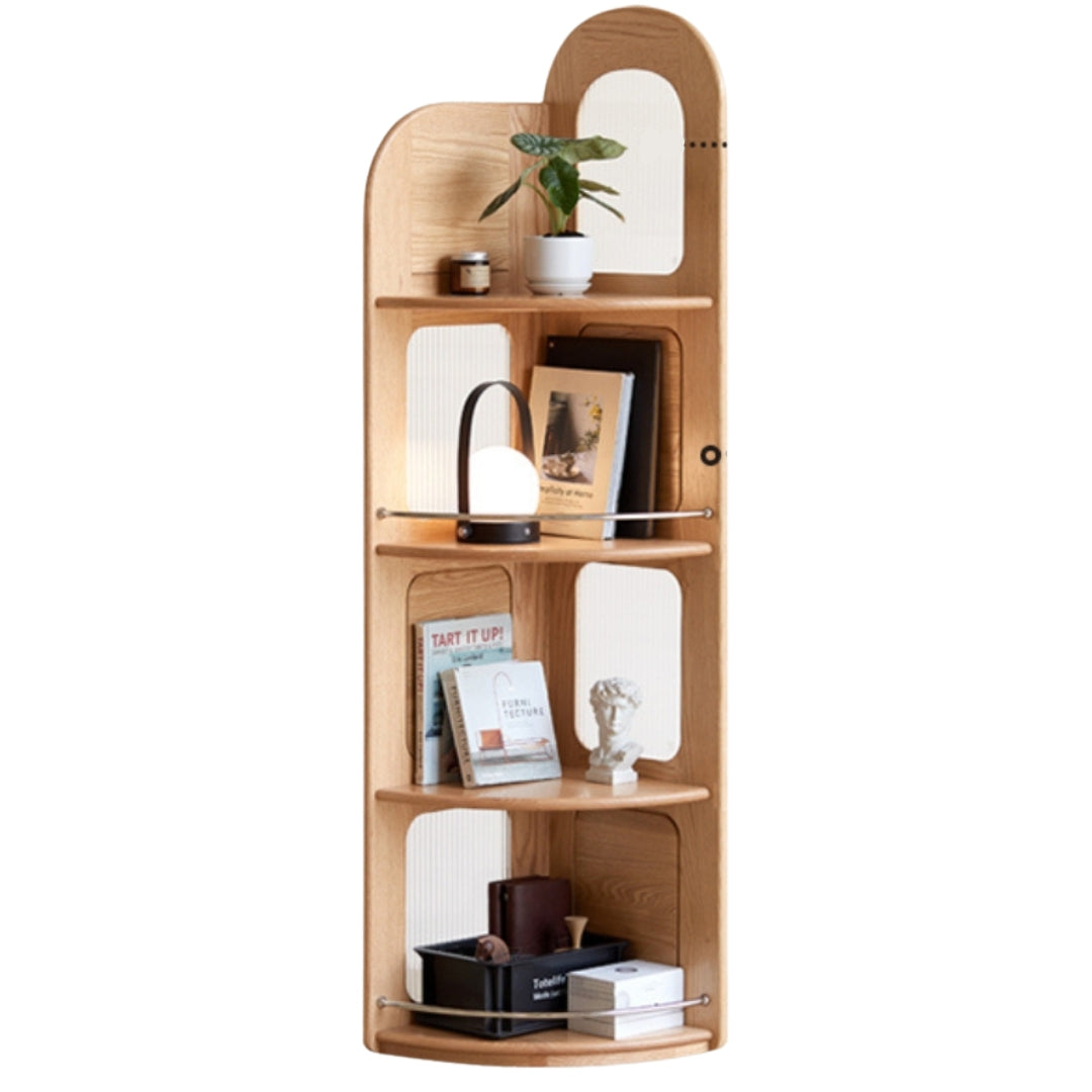 Oak Solid Wood Bookshelf Household Corner  Storage Rack