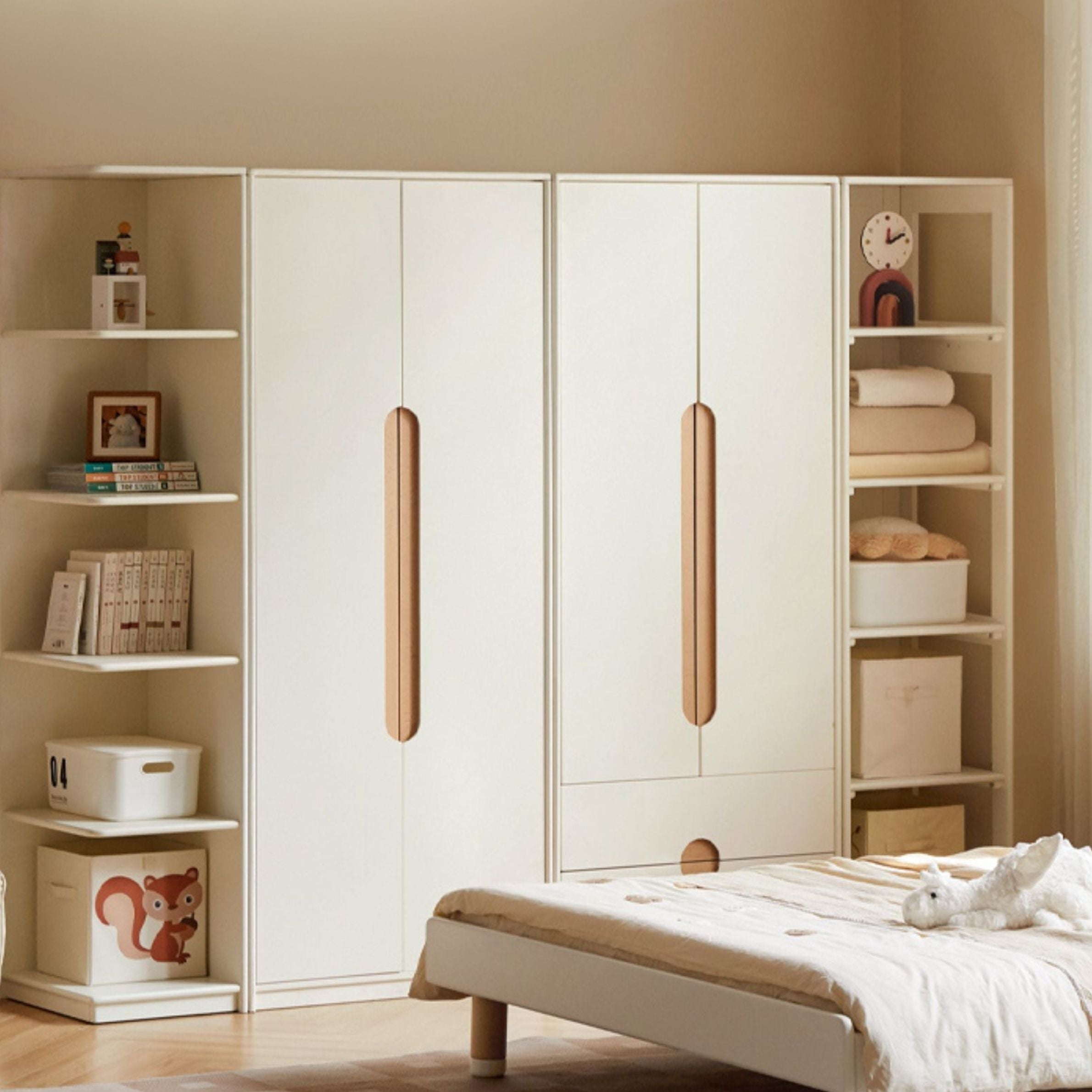 Solid Rubberwood, Beech Solid Wood Children's Wardrobe
