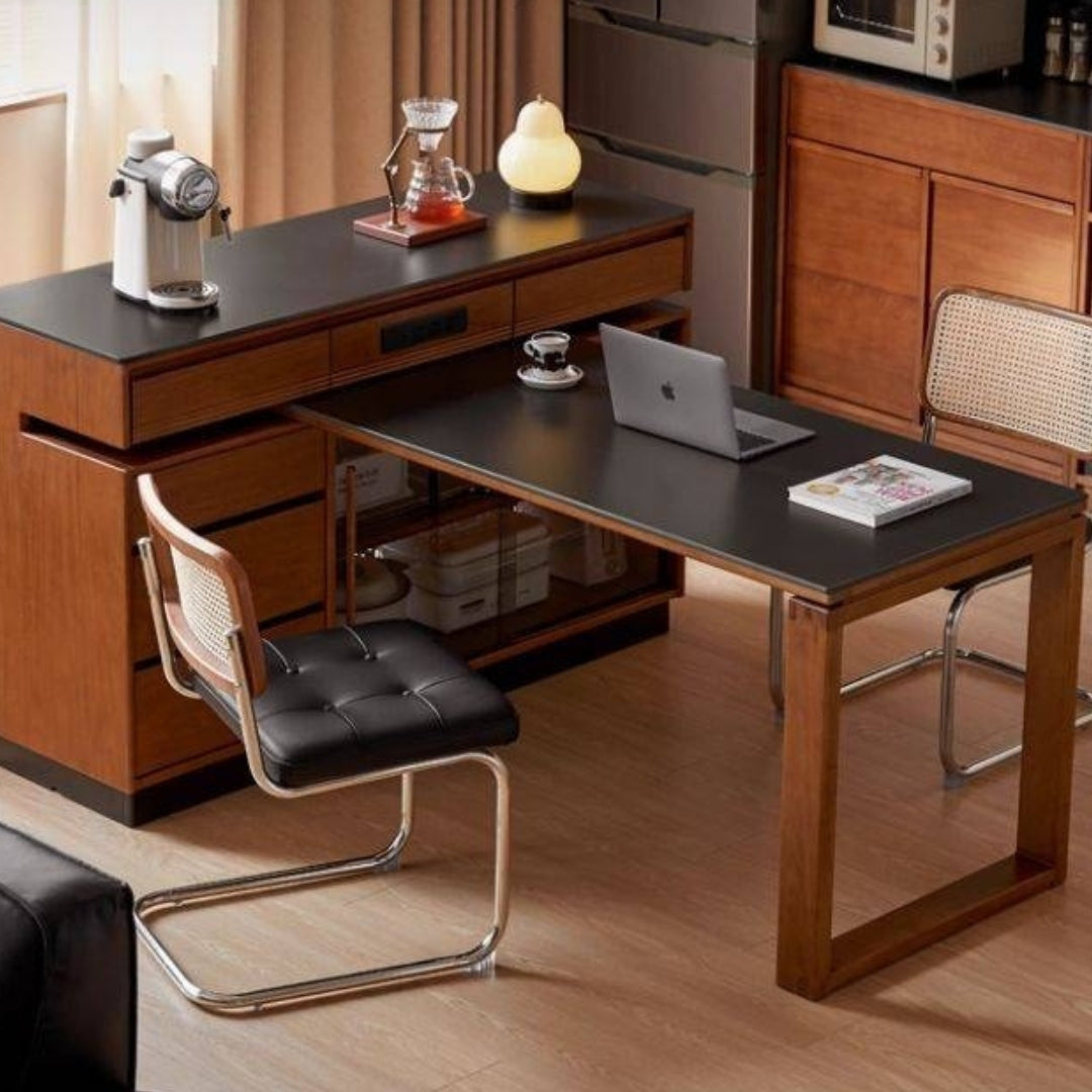 Poplar Solid Wood Island Dining Table Rotatable