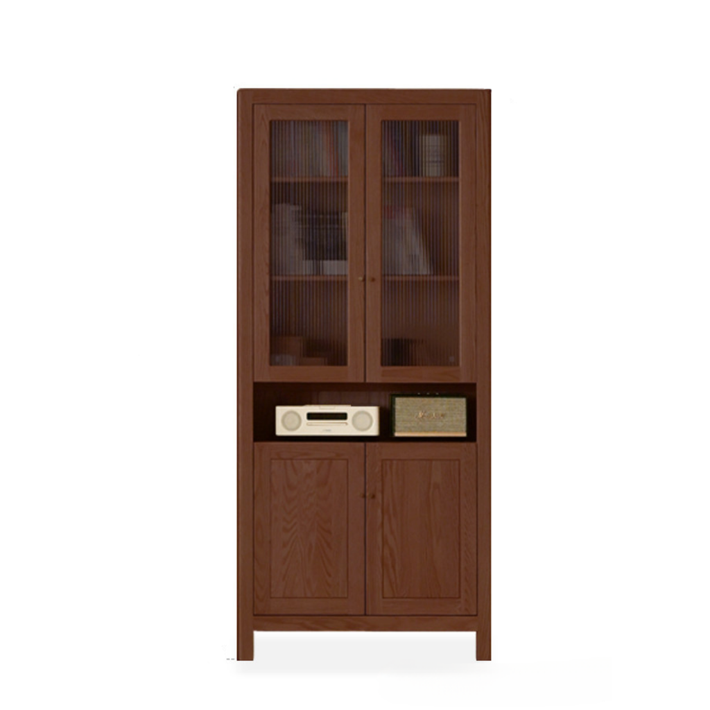 Solid Rubberwood, Oak Solid Wood Modern Bookcase