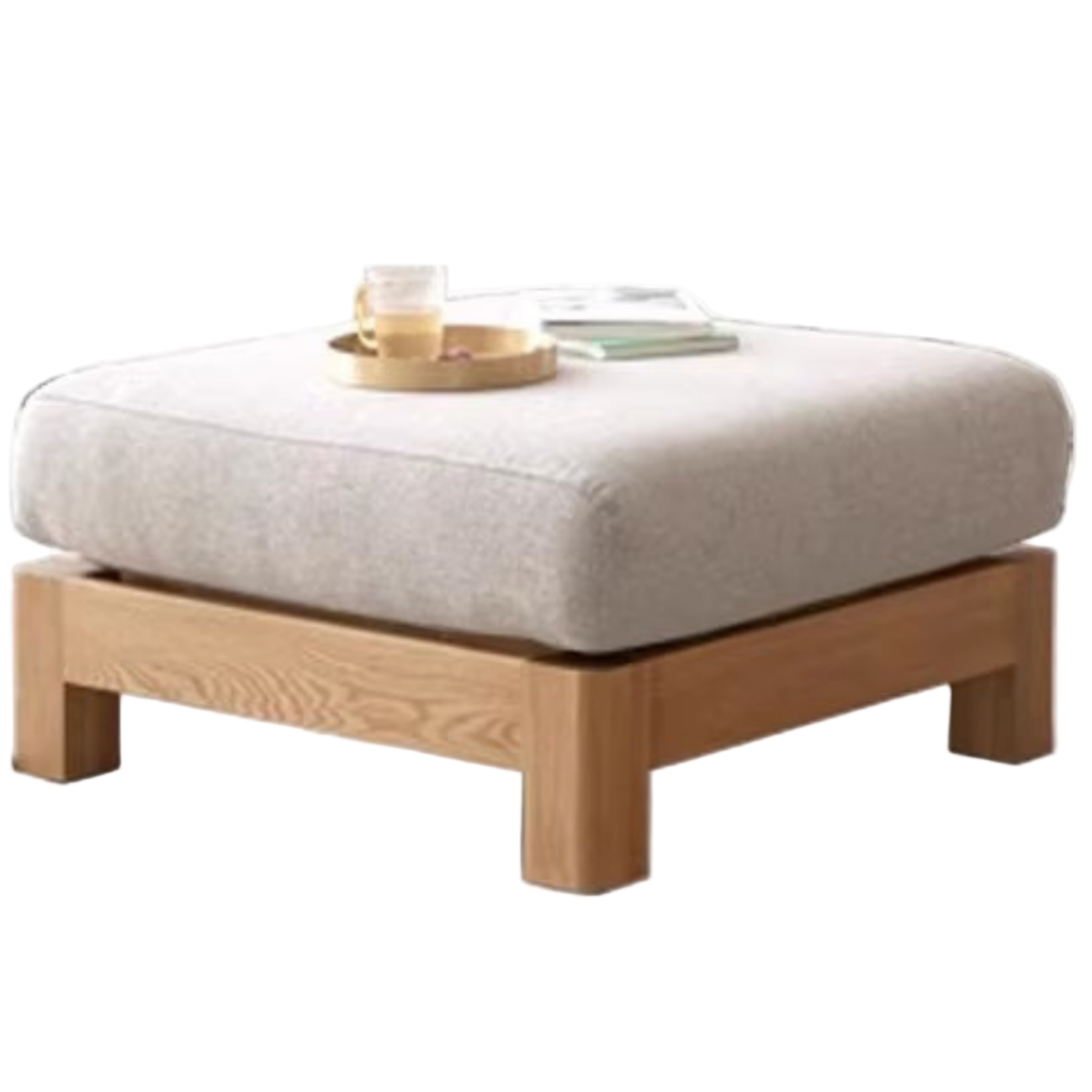 Ash, Oak, Black Walnut Solid Wood  Fabric Footstool-