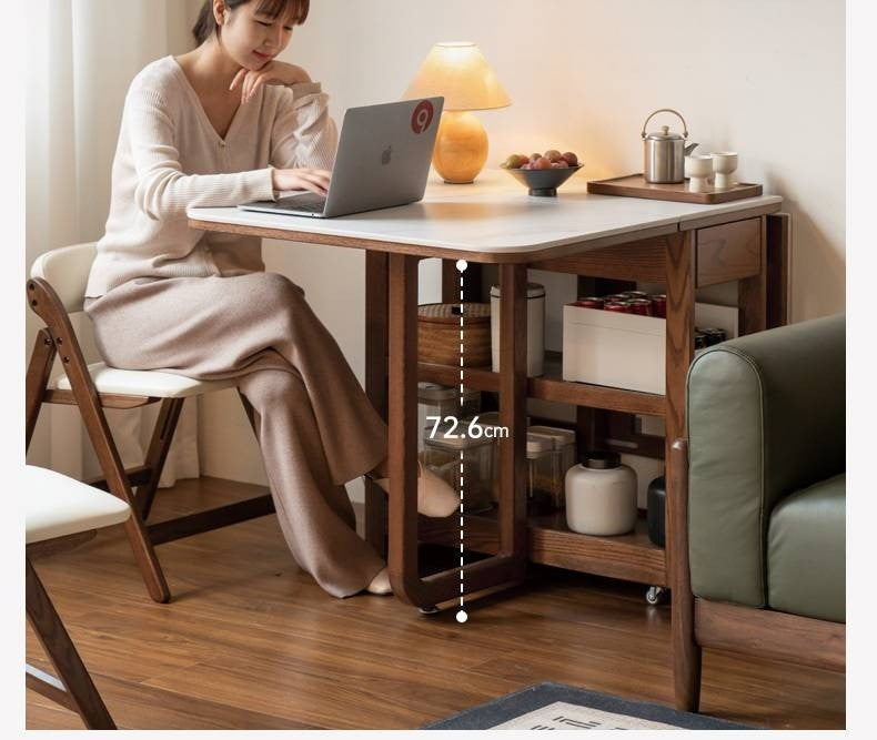 Oak Solid Wood Folding Rock Dining Table