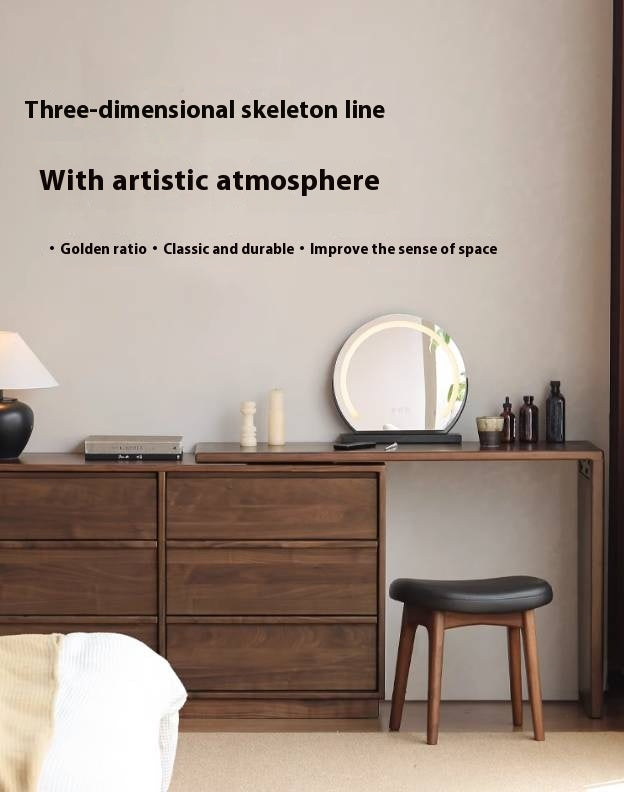 Black Walnut Solid Wood Light Luxury Dressing Table