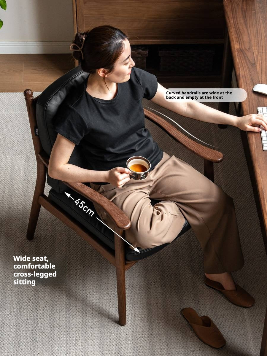 Black Walnut Solid Wood Light Luxury Style Soft Armchair