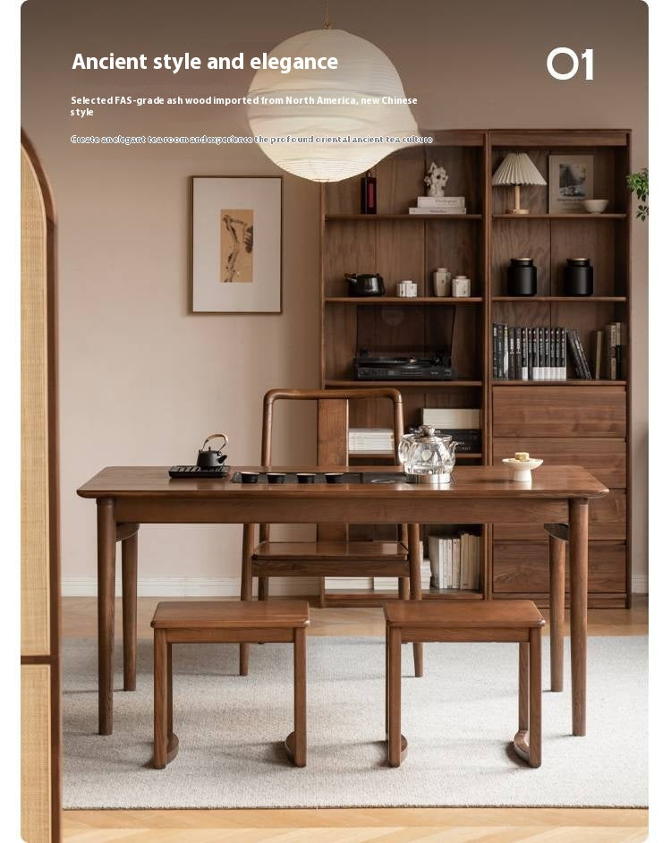 Ash Solid Wood Tea Table With Tea Tray