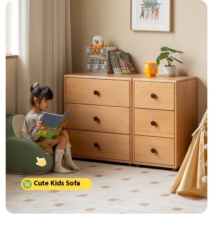 Beech Solid Wood Children's Bucket Cabinet