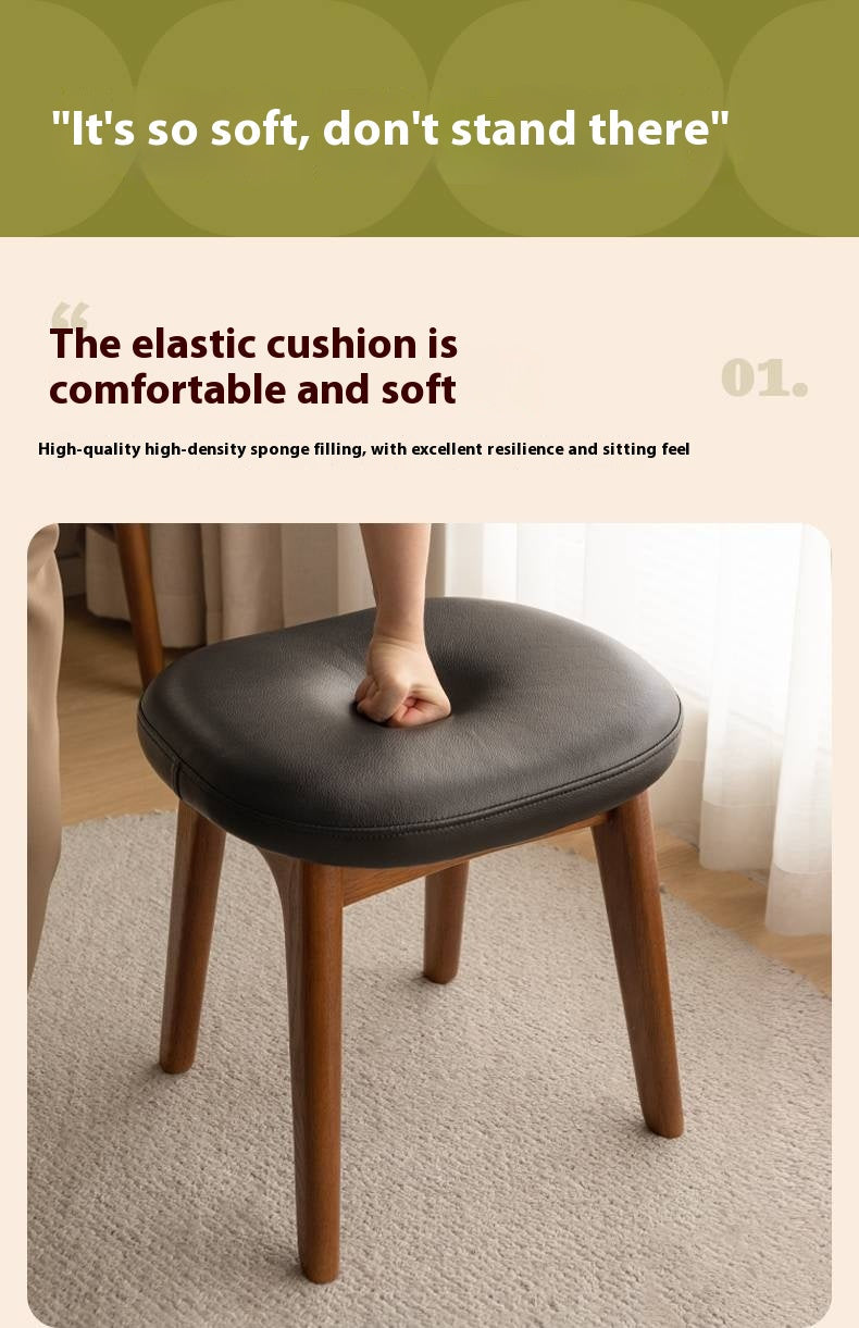 Oak, Cherry Solid Wood Makeup Stool