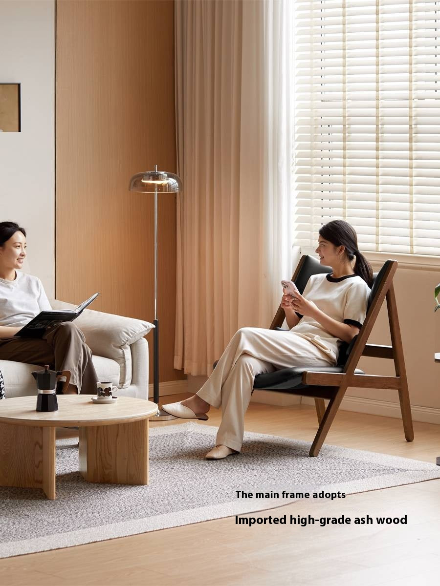 Ash Solid Wood Sofa Chair Fabric Back