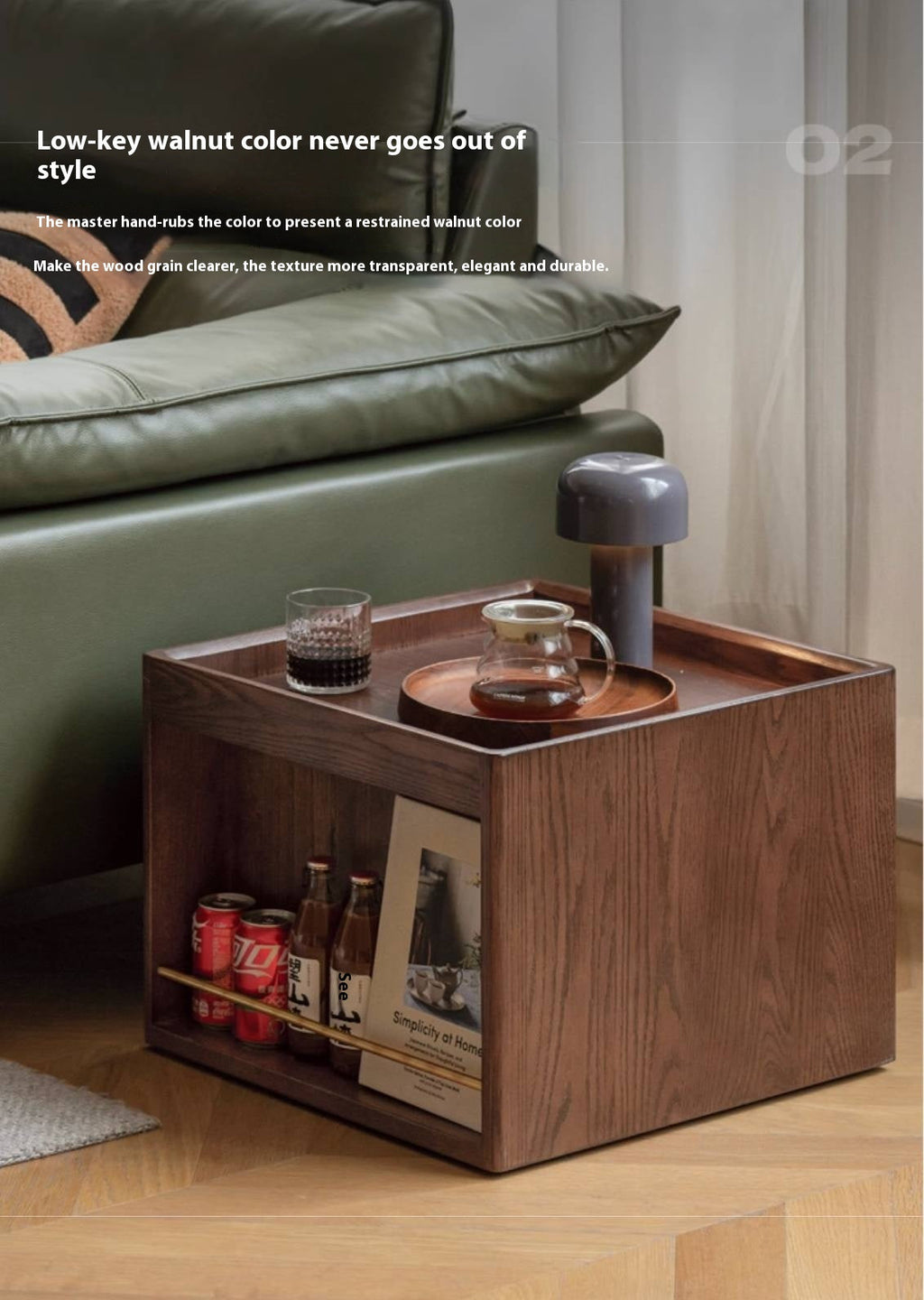 Oak, Black Walnut Solid Wood Modern Style Rock Plate Tea Table