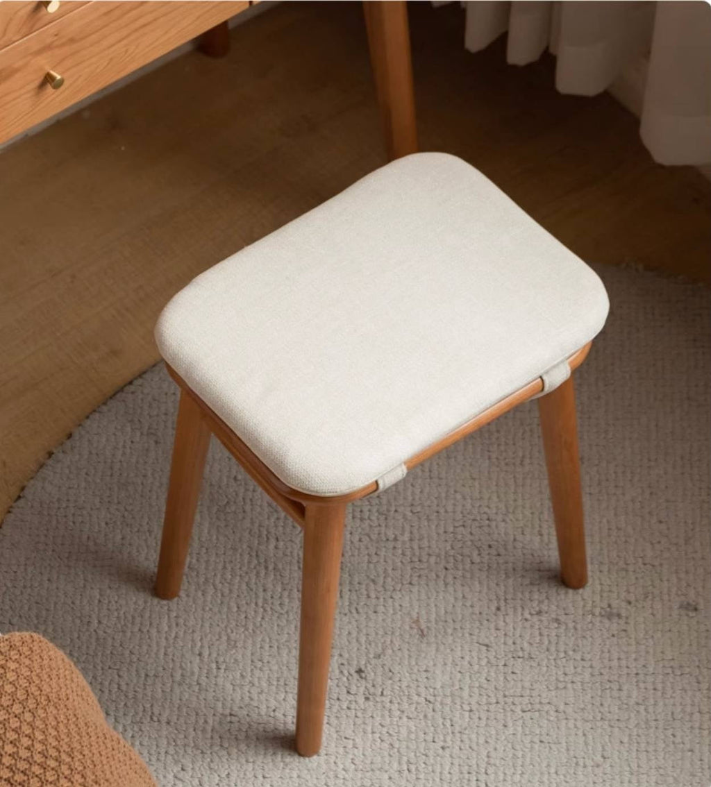 Black Walnut, Oak, Cherry, Rubberwood, Sandalwood Solid Wood Dressing Stool