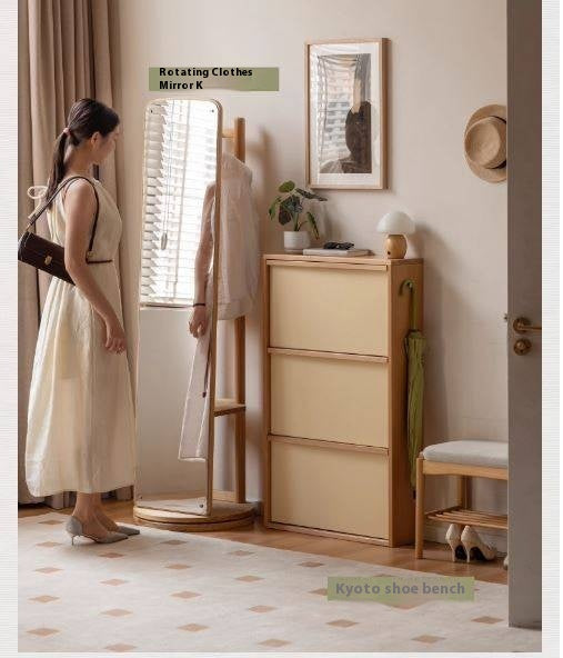 Beech Solid Wood Shoe Cabinet Hallway Cabinet