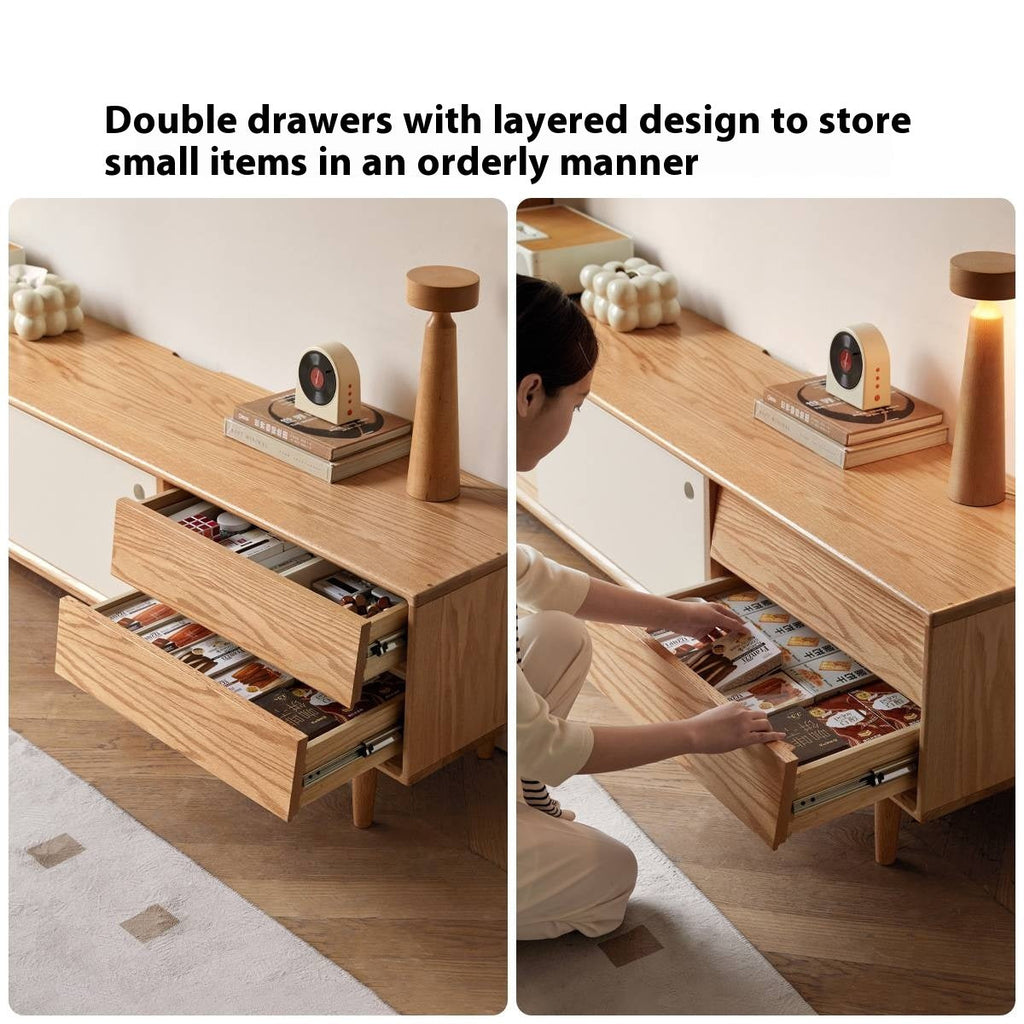 Oak Solid Wood Modern TV Stand.