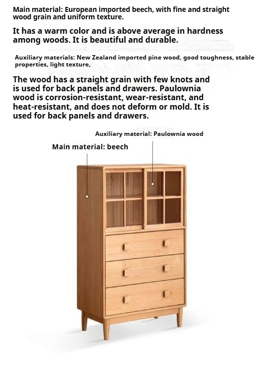 Beech Solid Wood Modern Simple with Light Storage Cabinet