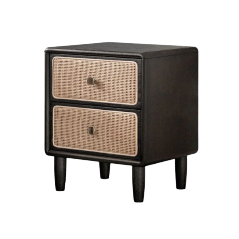 Oak Solid Wood Vintage Black Nightstand