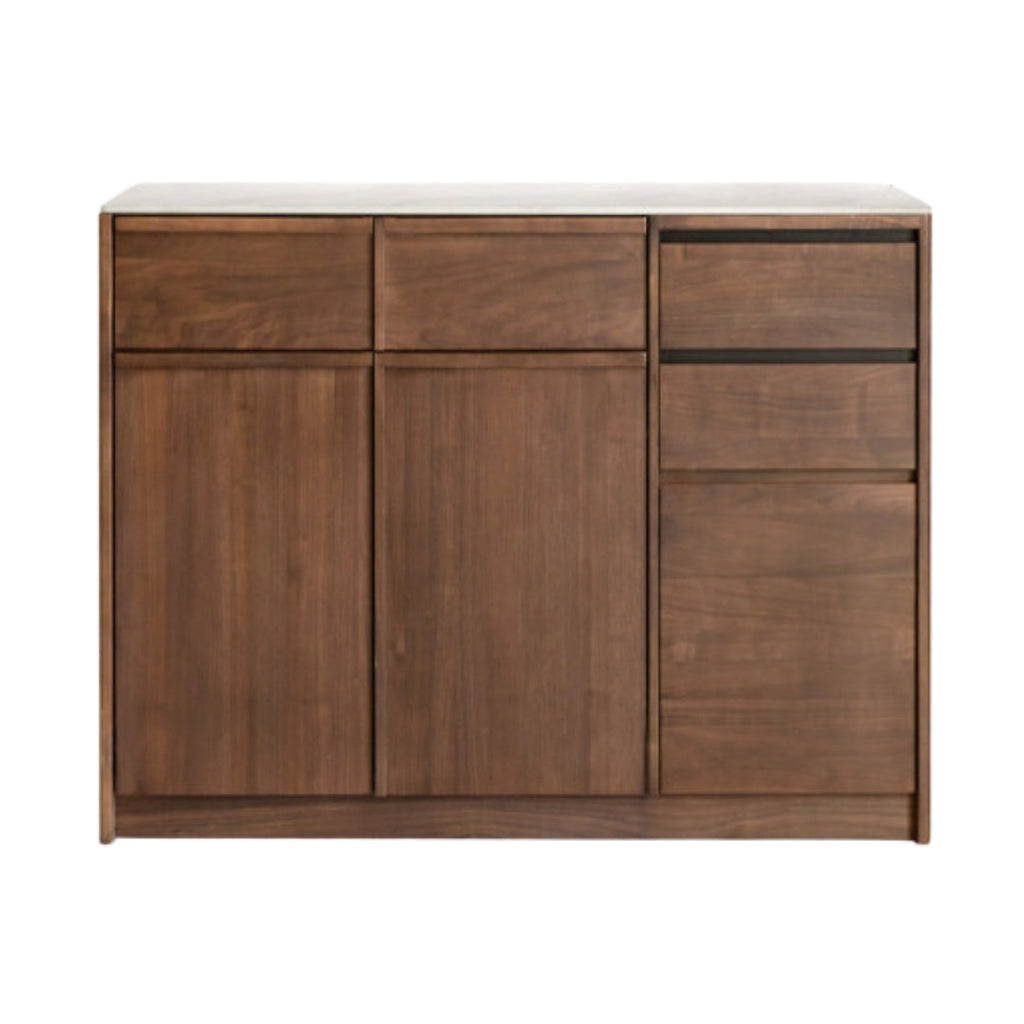 Black Walnut Solid Wood Dining Cabinet Antique Style Rock Board