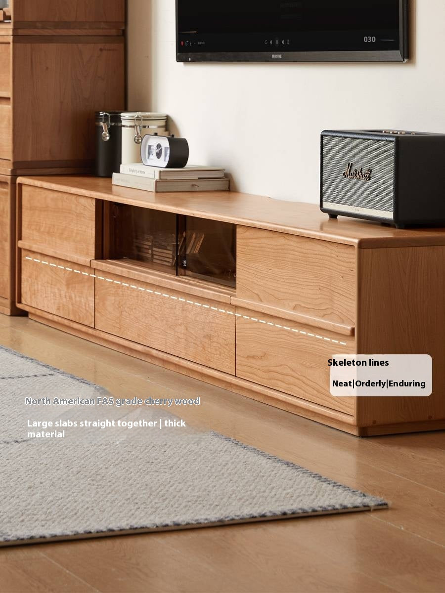 Cherry Solid Wood Modern Simple Floor TV Stand