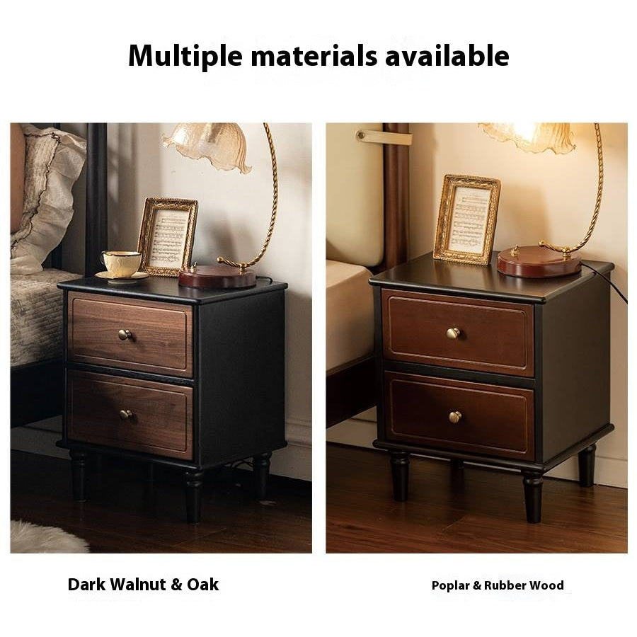 Black Walnut American Retro Style Solid Wood Nightstand