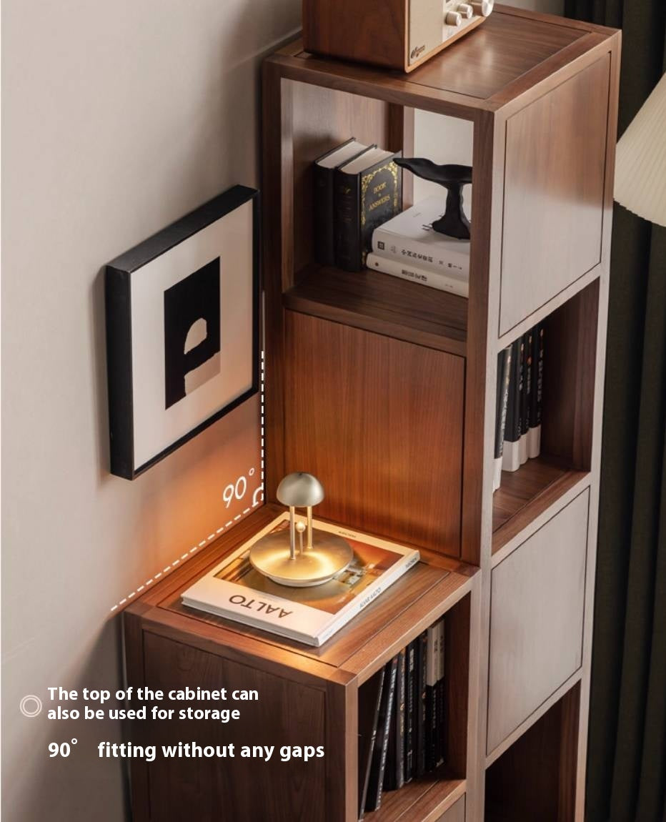 Black Walnut, Oak Solid Wood Corner Bookshelf