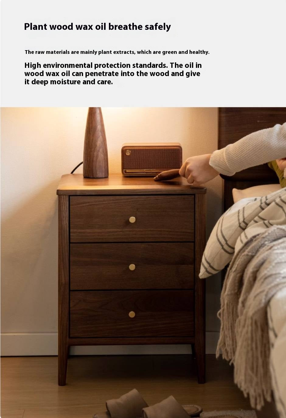 Black Walnut Solid Wood Nordic Style Nightstand