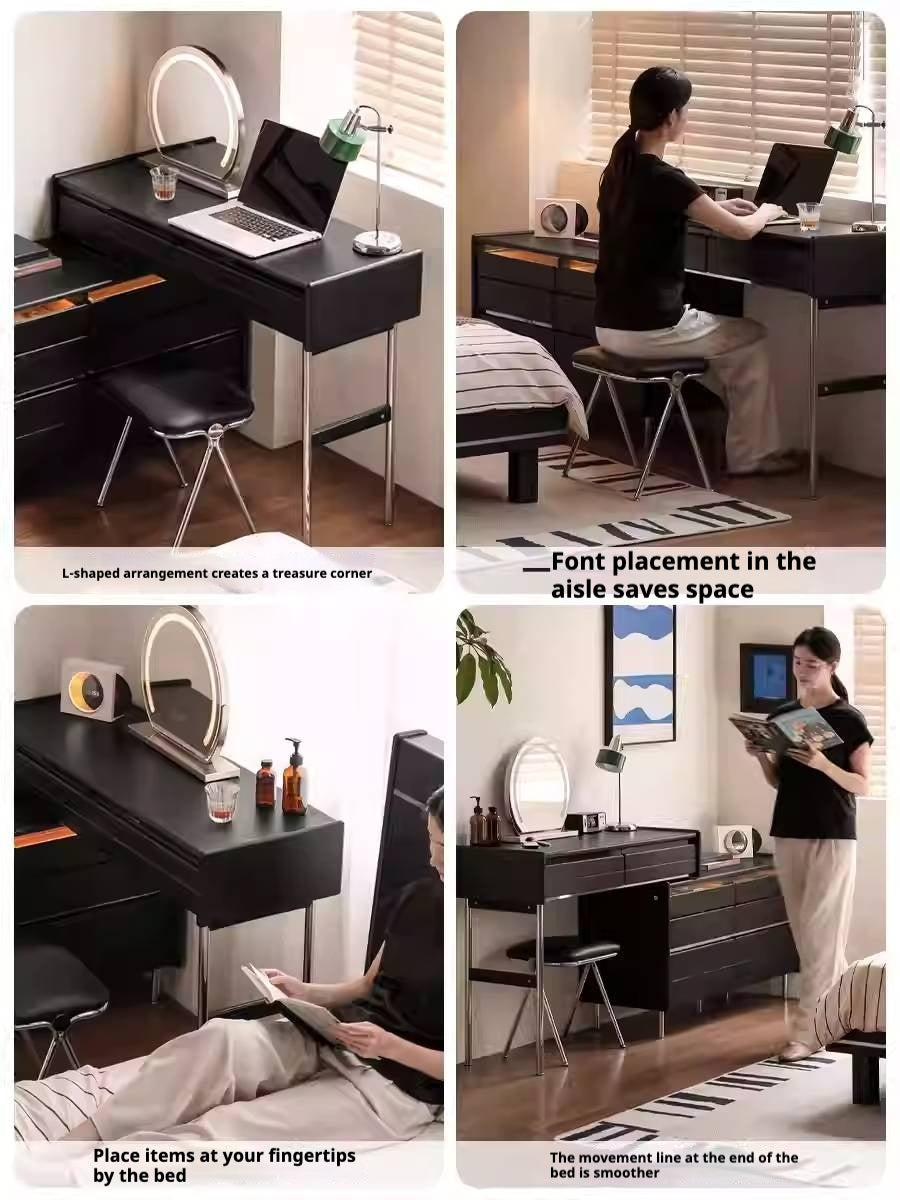 Ash Solid Wood Bauhaus Retractable Makeup Table