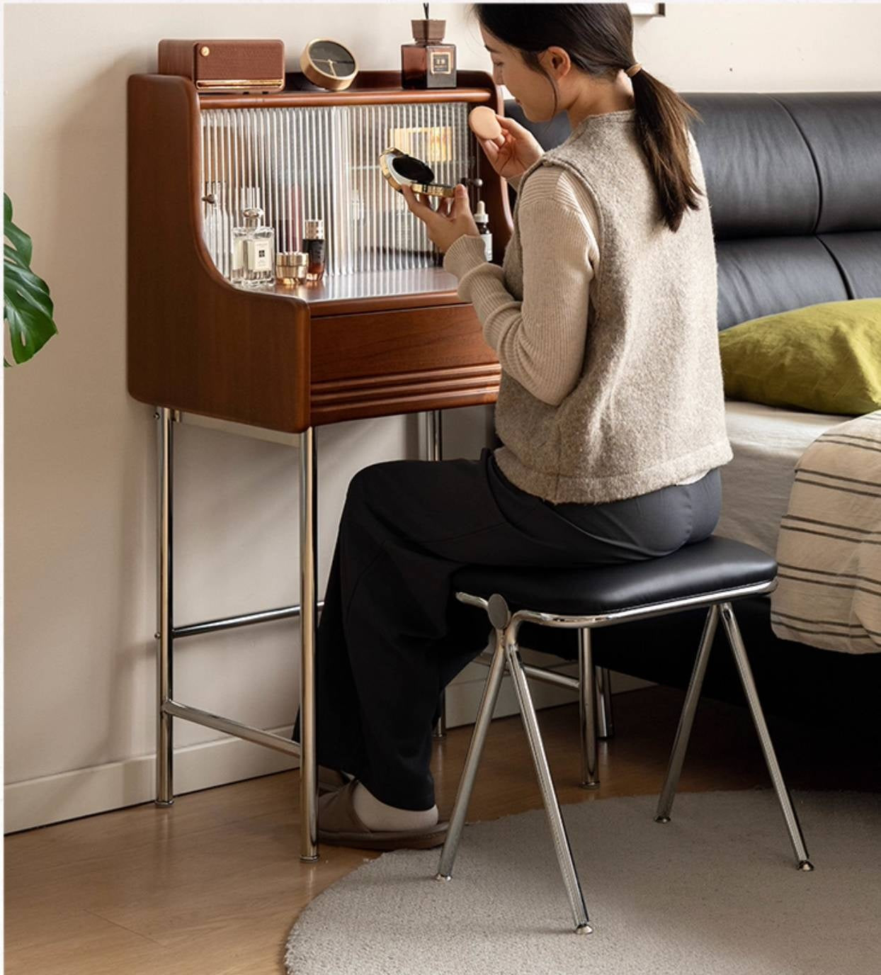 Leather Soft Padded Makeup Stool