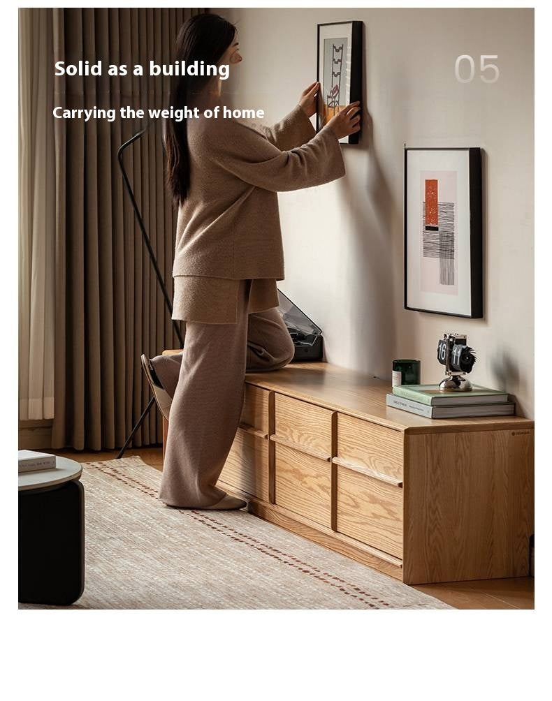 Oak, Ash Solid Wood Modern Skeleton Line TV Cabinet