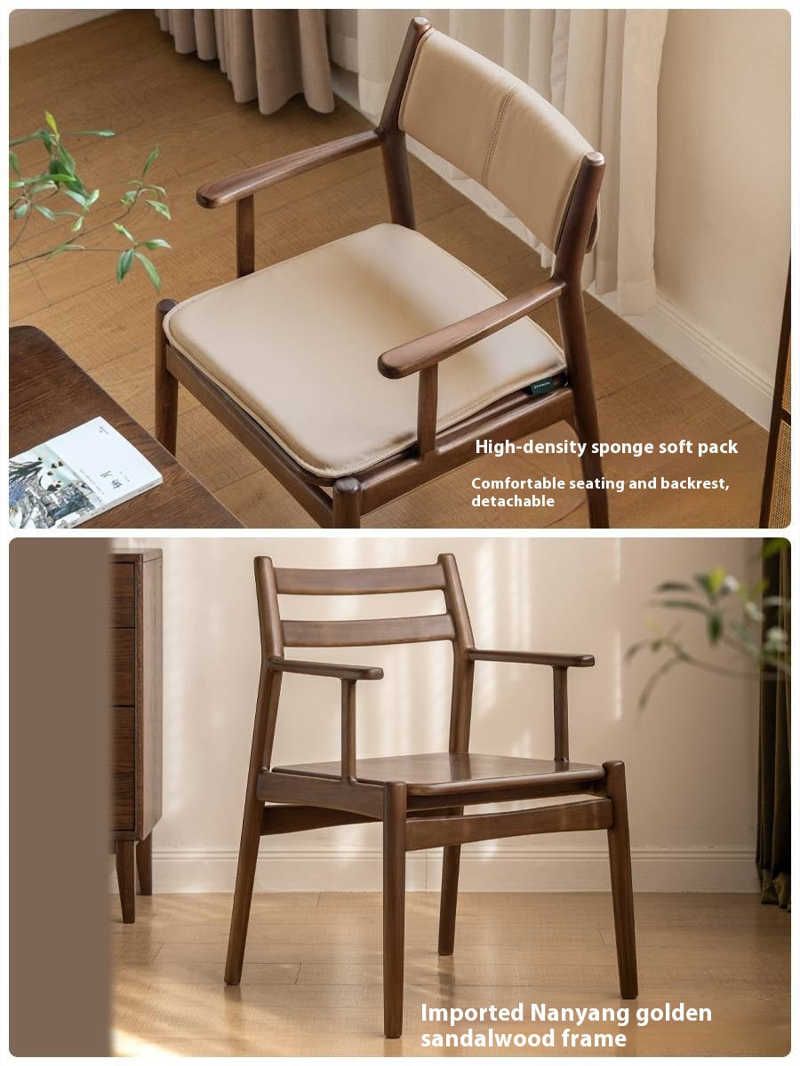 Golden Sandalwood Solid Wood Dining Soft Chair