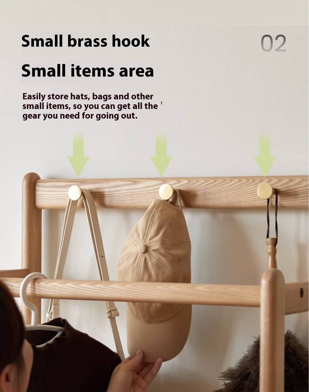 Ash Solid Wood Modern Style Hanger With Storage