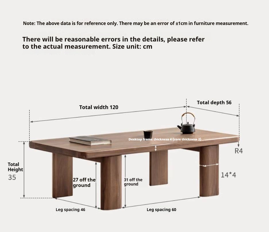 Black Walnut Solid Wood Wabi-Sabi Style Tea Table