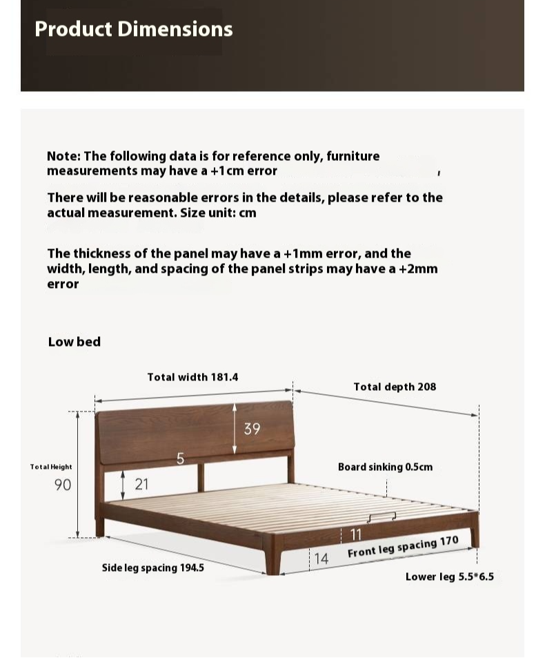Oak Solid Wood Bed Modern