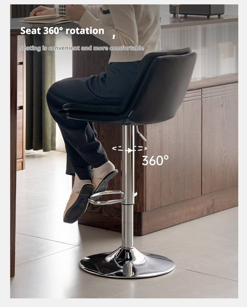 Leather High Backrest Rotating Bar Chair