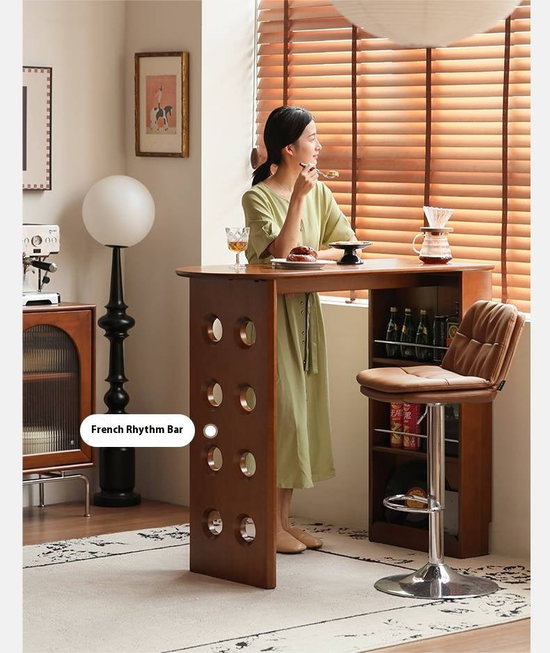 Leather High Backrest Rotating Bar Chair