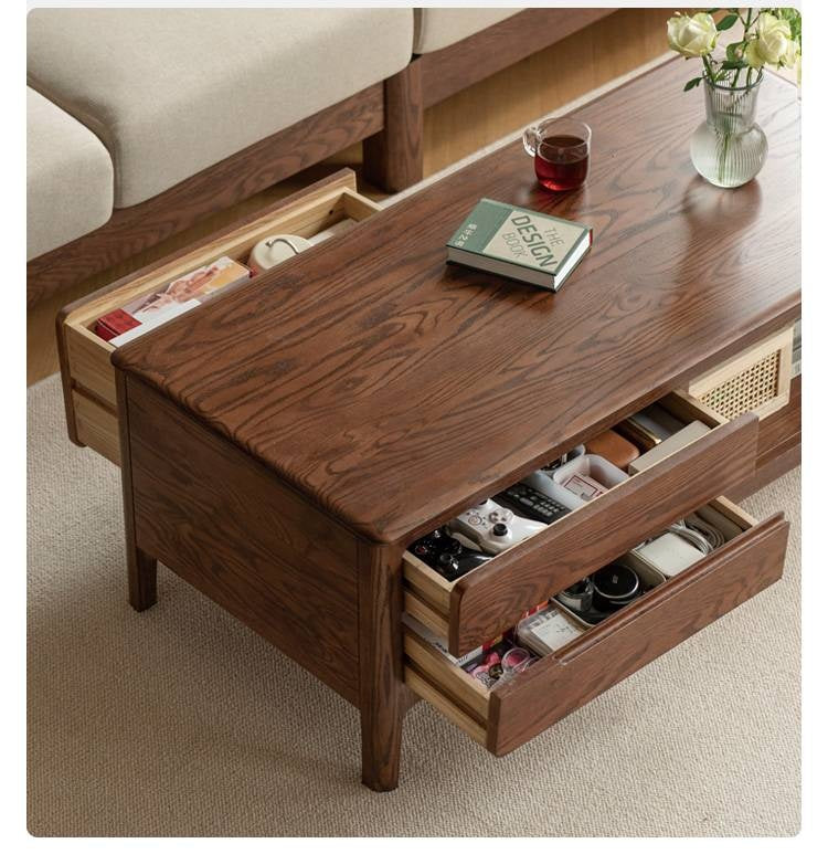 Solid Rubberwood, Oak Solid Wood Nordic Coffee Table