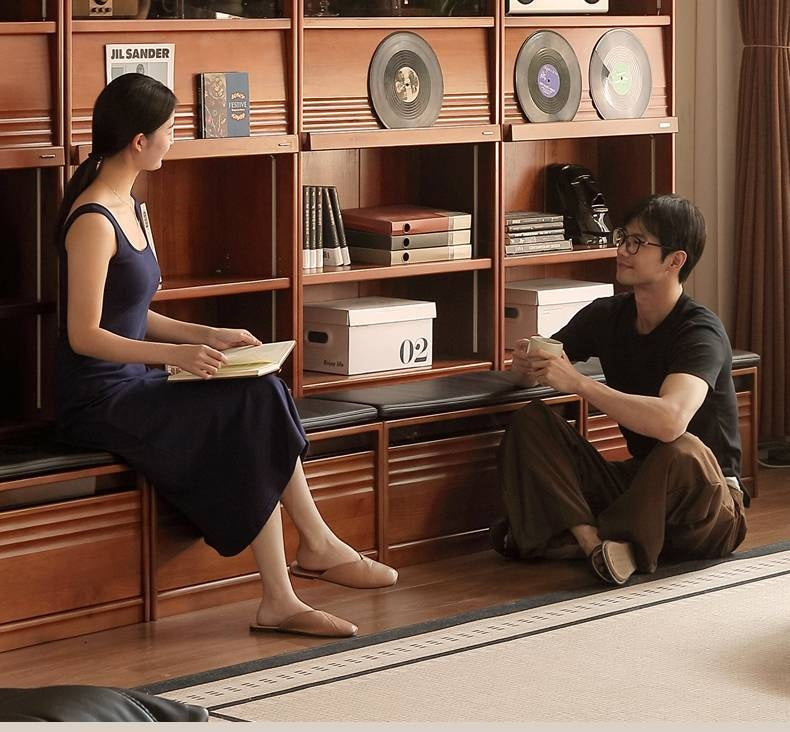 Poplar Solid Wood Antique Style Bookshelf Combination