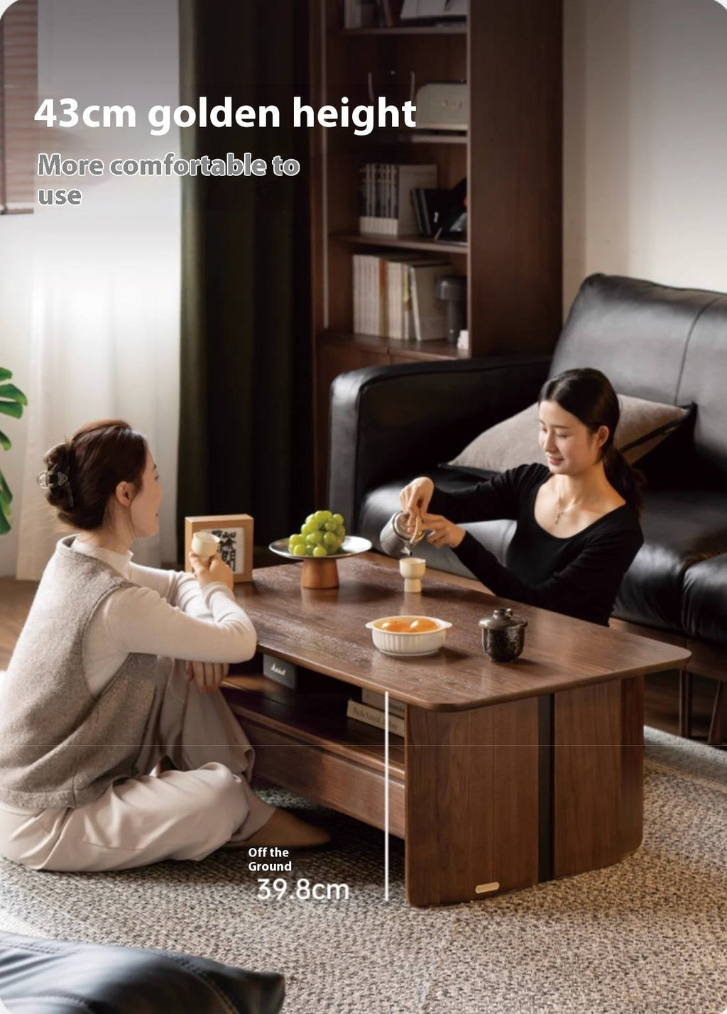 Black Walnut Solid Wood Rock Plate Coffee Table