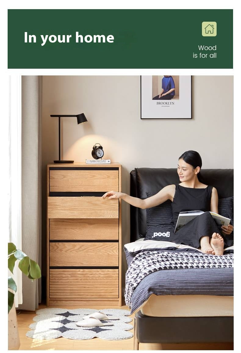 Oak Solid Wood Modern Drawer Cabinet