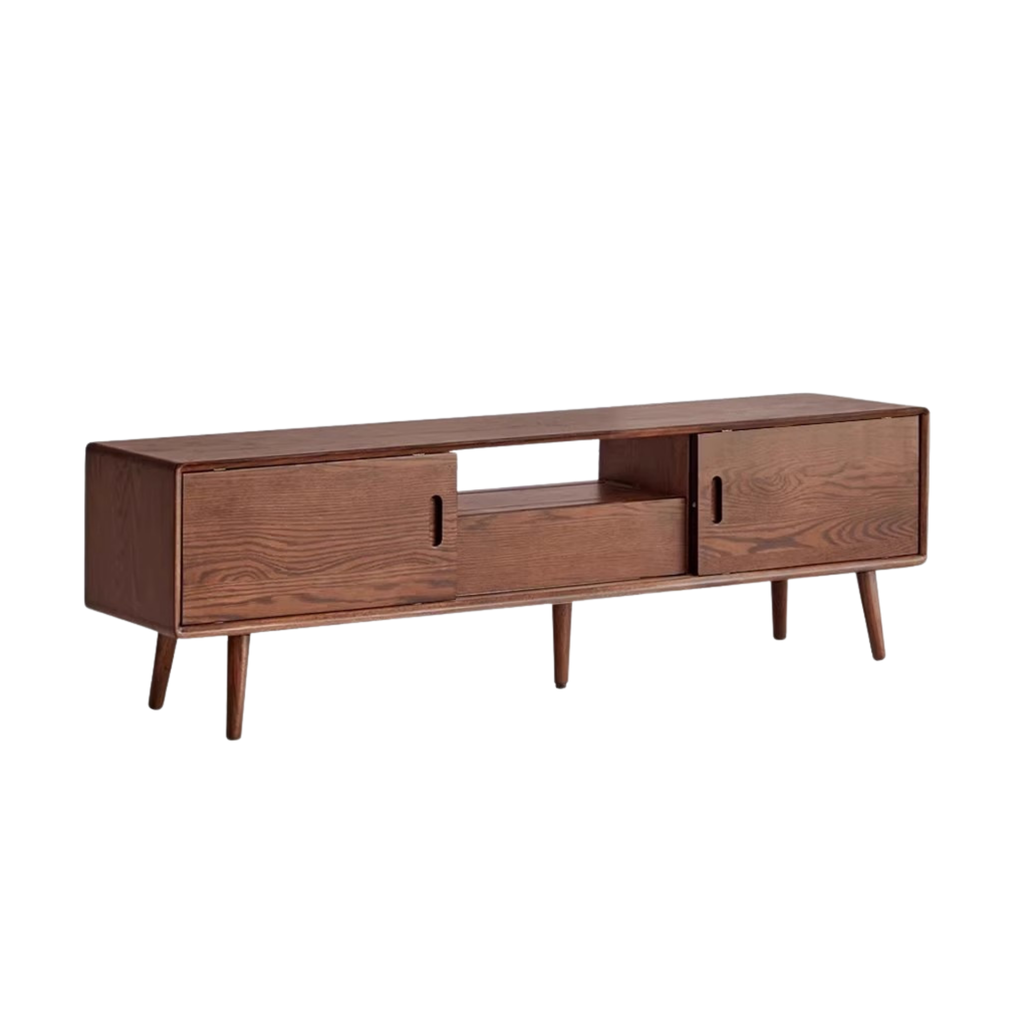 Solid Rubberwood, Oak Solid Wood Scandinavian TV Stand