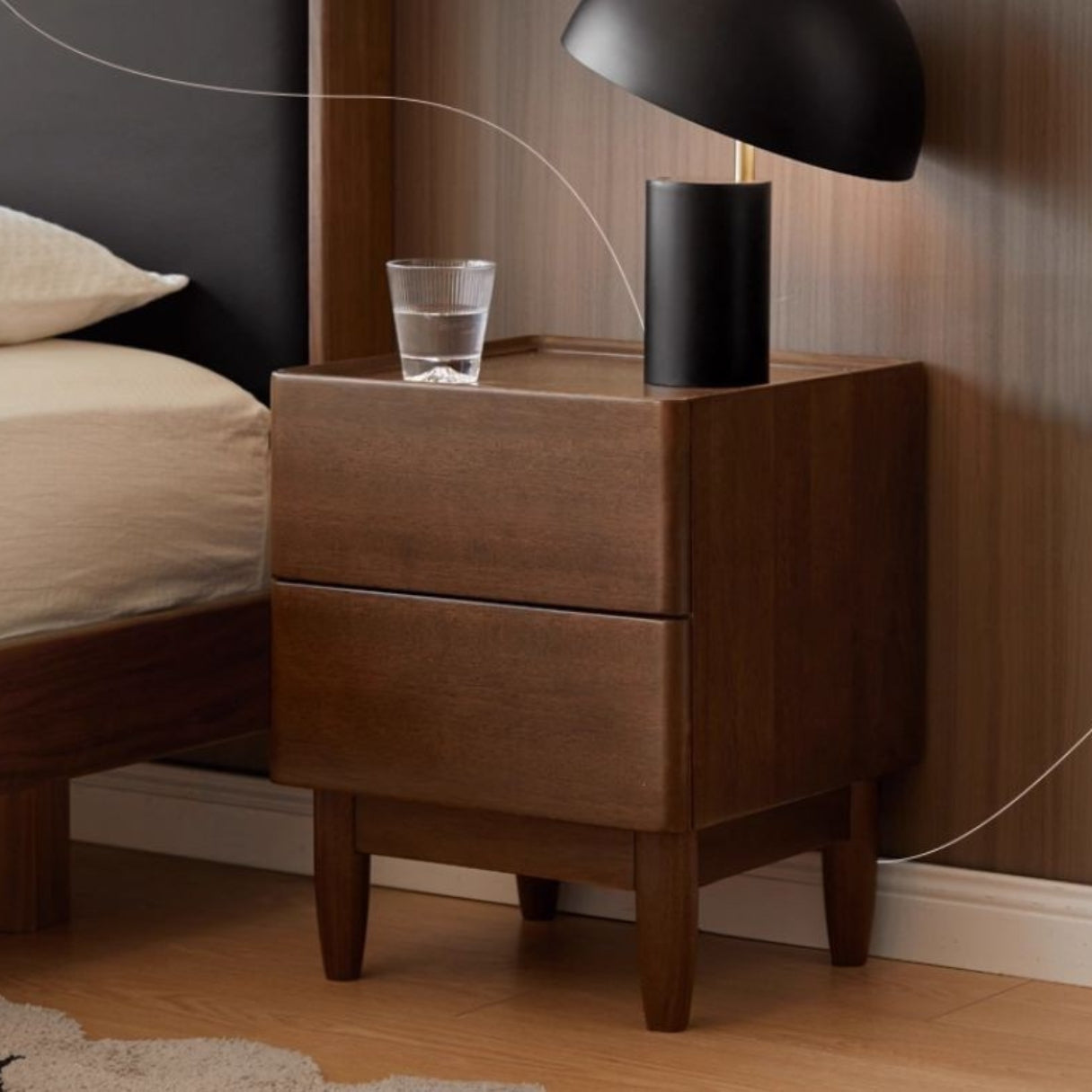 Sandalwood Solid Wood Modern Nightstand