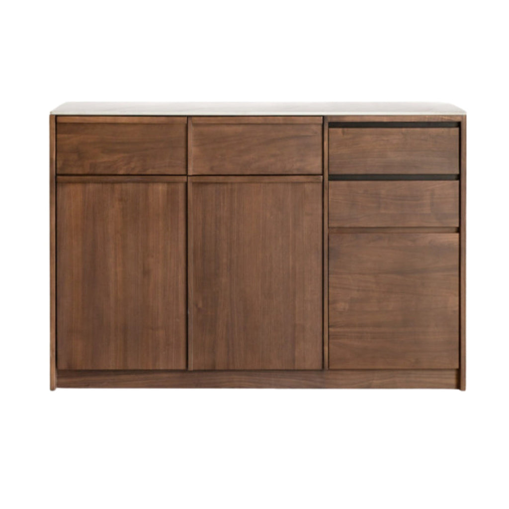 Black Walnut Solid Wood Dining Cabinet Antique Style Rock Board