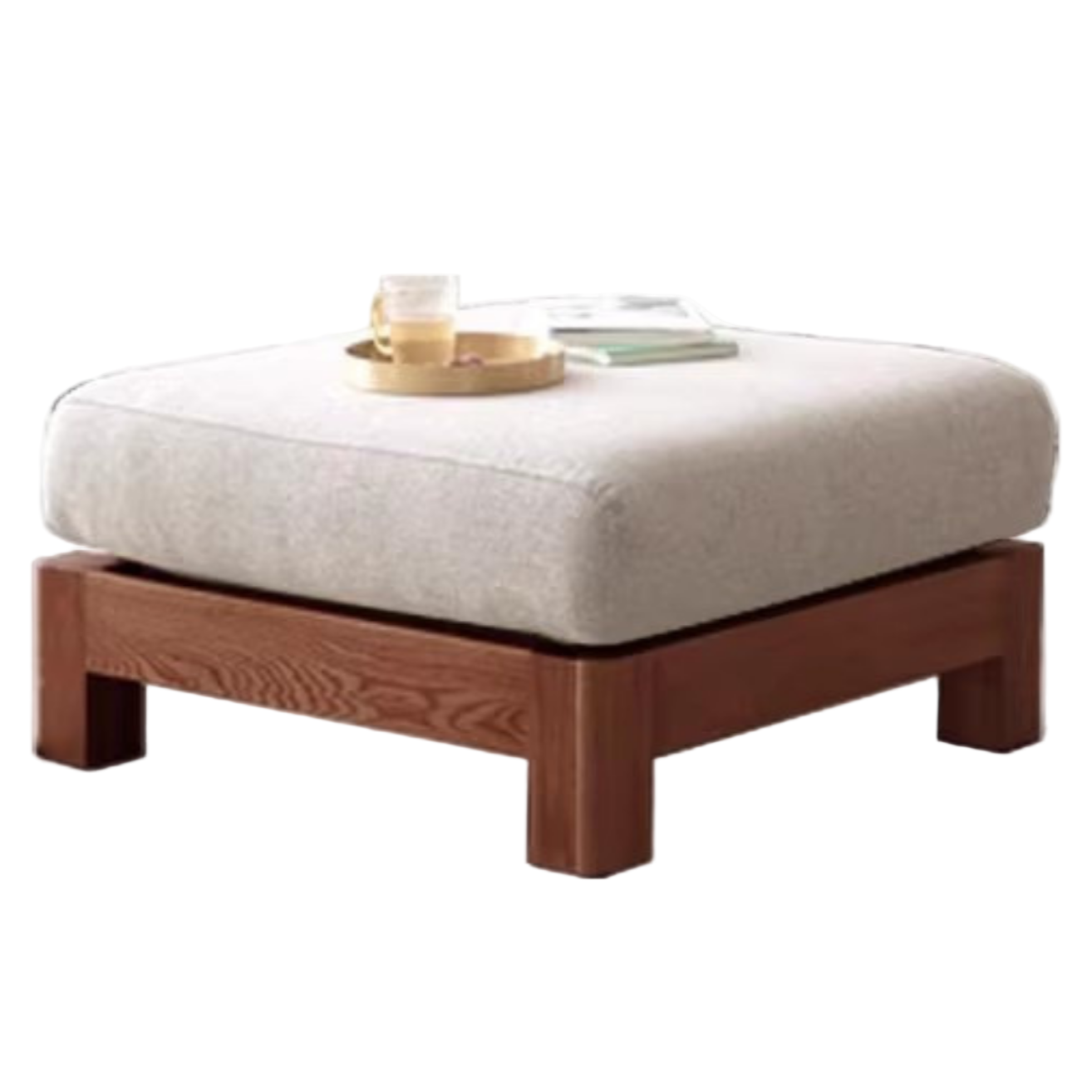 Ash, Oak, Black Walnut Solid Wood  Fabric Footstool-