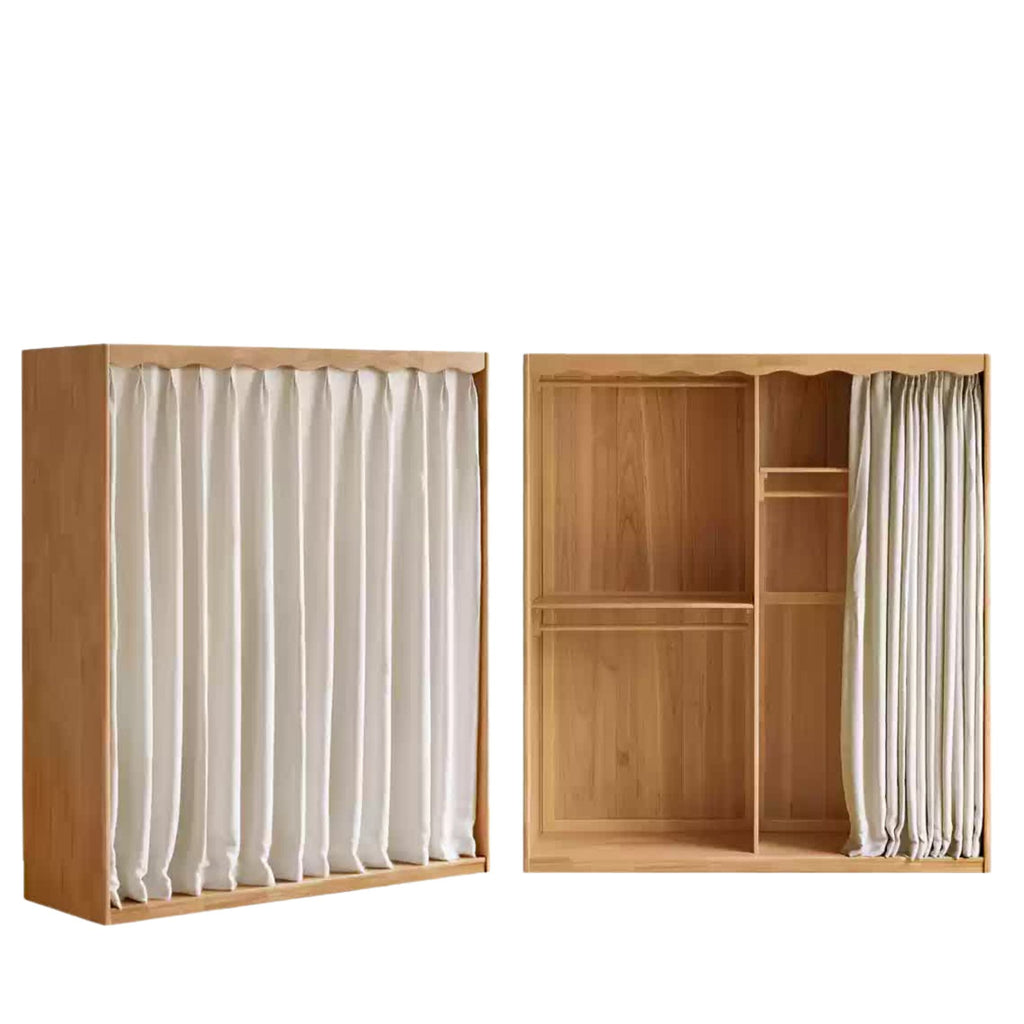 Solid Rubberwood Dustproof Layered Wardrobe