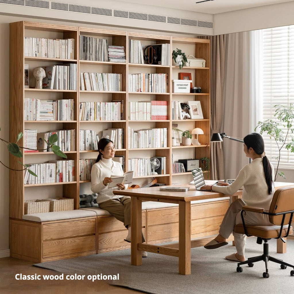 Oak Solid Wood Modern Minimalist Style Bookcase And Storage