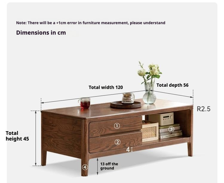 Solid Rubberwood, Oak Solid Wood Nordic Coffee Table