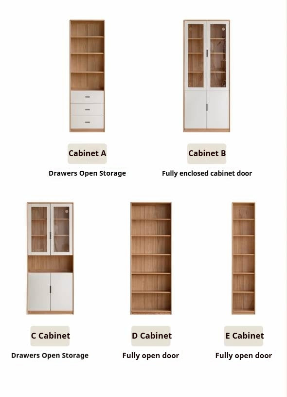 Oak Solid Wood Bookcase Storage Style Floor High