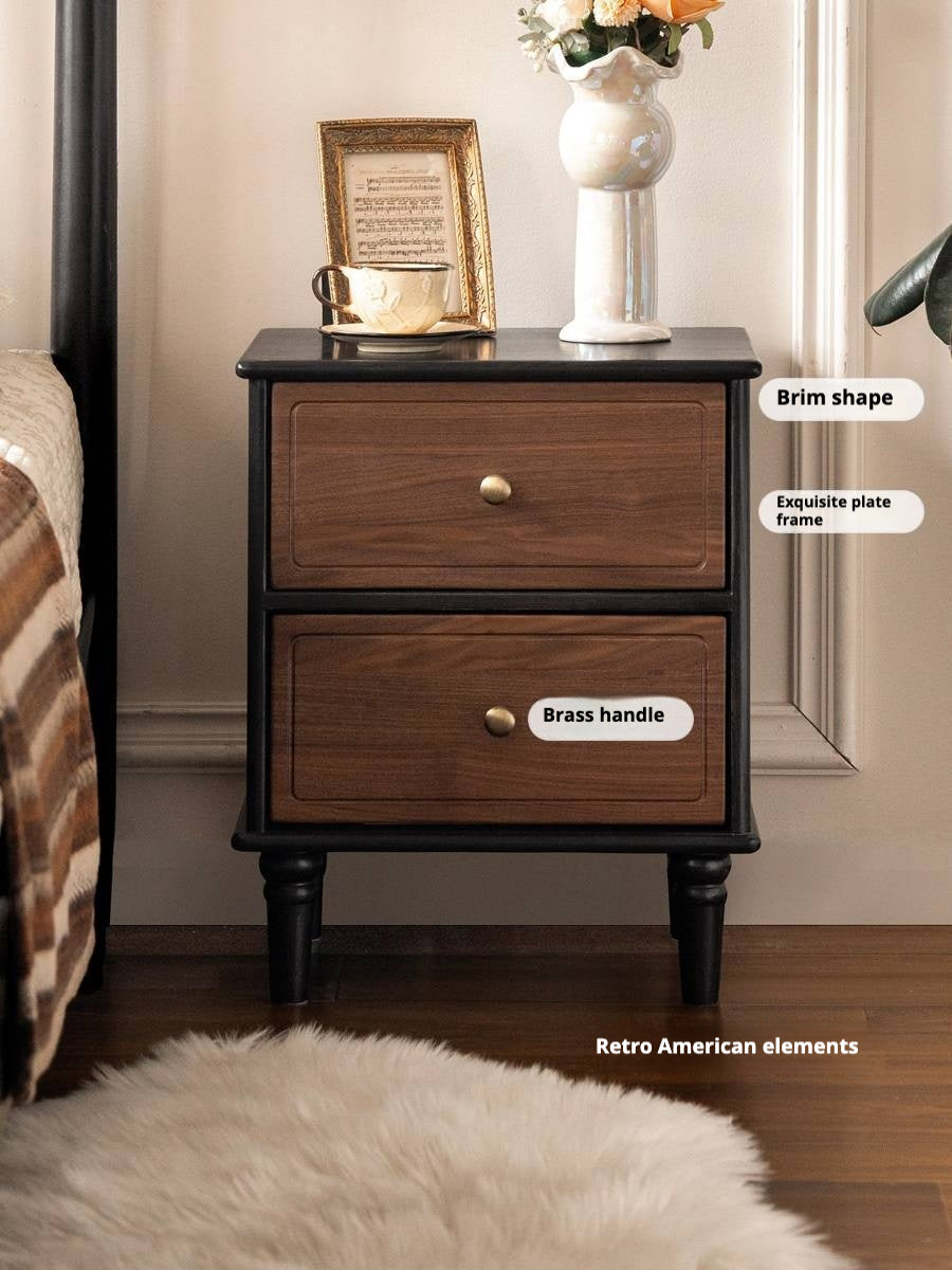 Black Walnut American Retro Style Solid Wood Nightstand