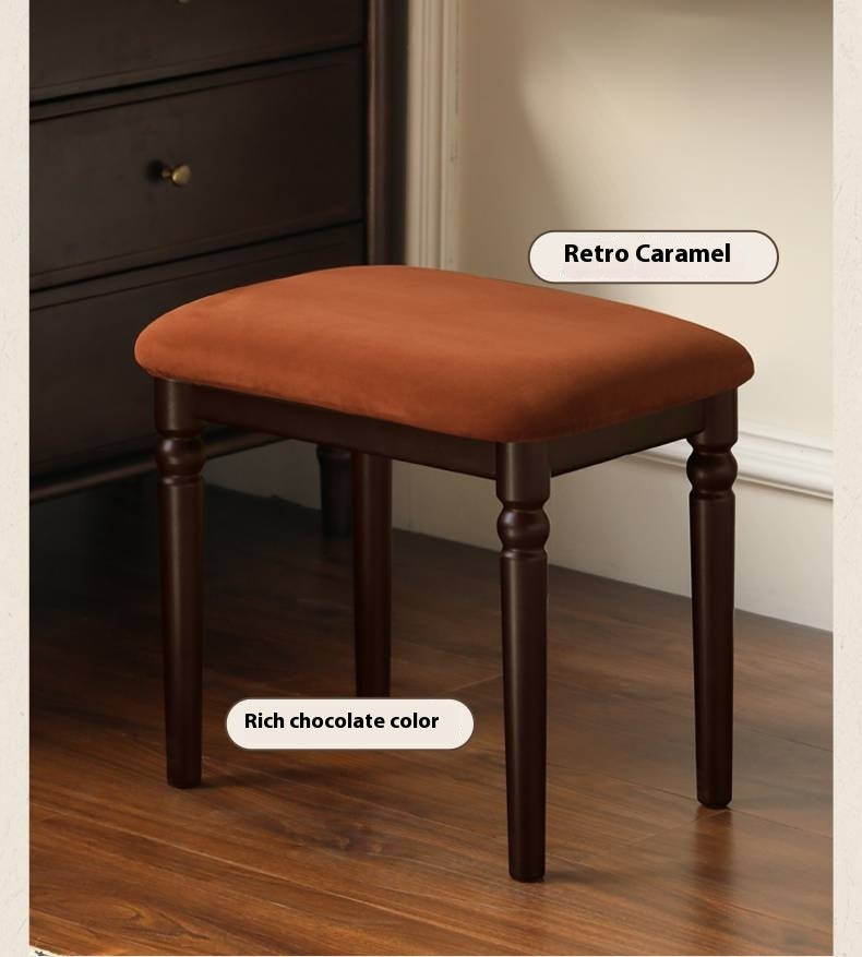 Beech Solid Wood American Retro Style Makeup Stool