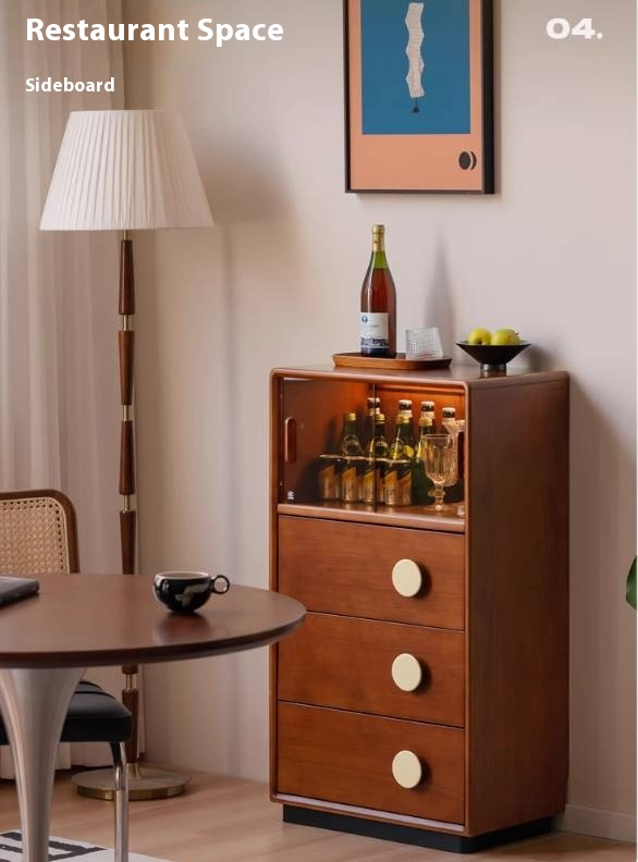 Poplar Solid Wood Antique Style Floor Side Cabinet